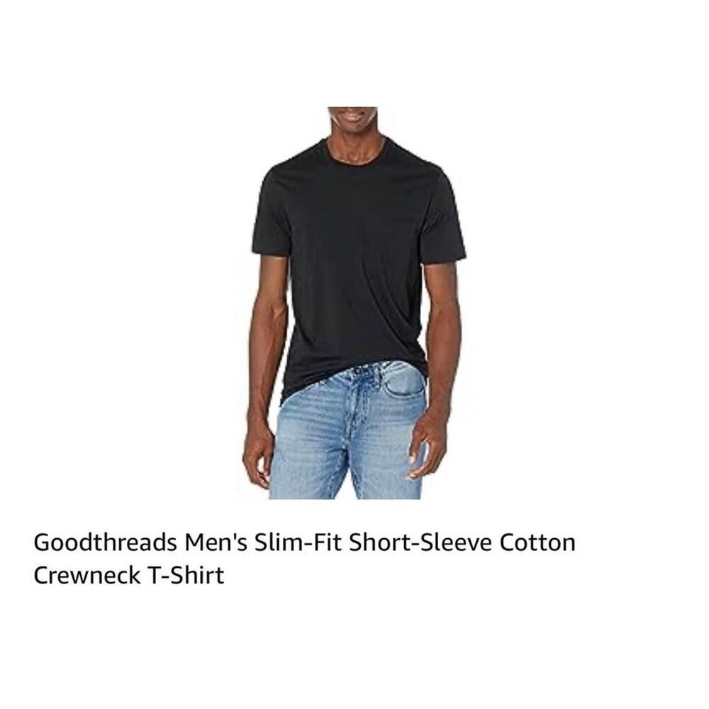 amazon‎ mens crew neck short sleeve tee black Medium